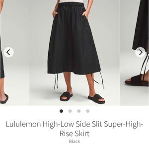 NWT lululemon athletica Black High-Low Side Slit super high rise Skirt